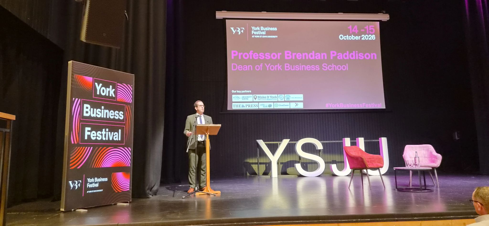 Professor Brendan Paddison opening York Business Festival at York St John University