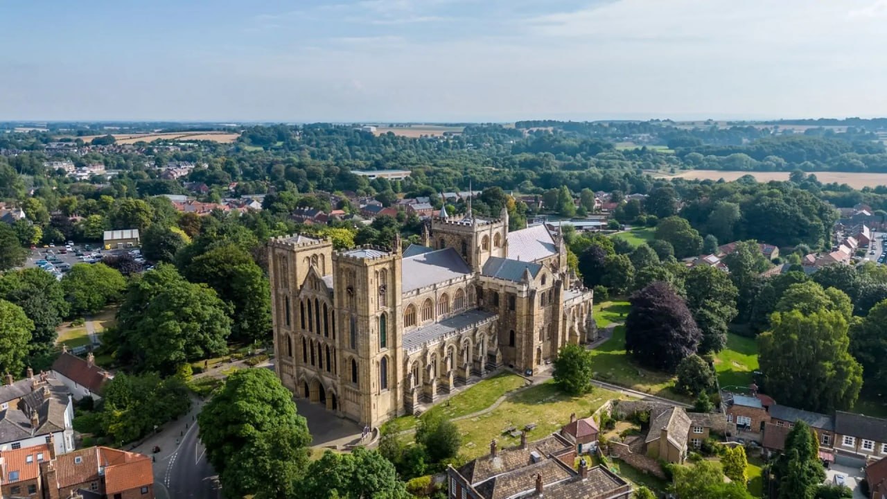 Ripon Cathedral and surrounding North Yorkshire landscape